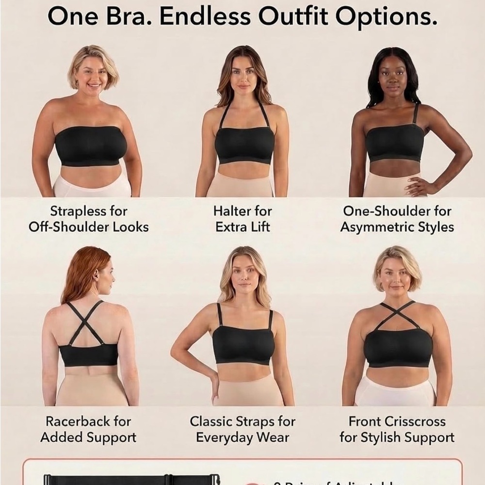 NWOT Shapermint Black Wireless Seamless Bralette with Detachable Straps - Picture 5 of 10